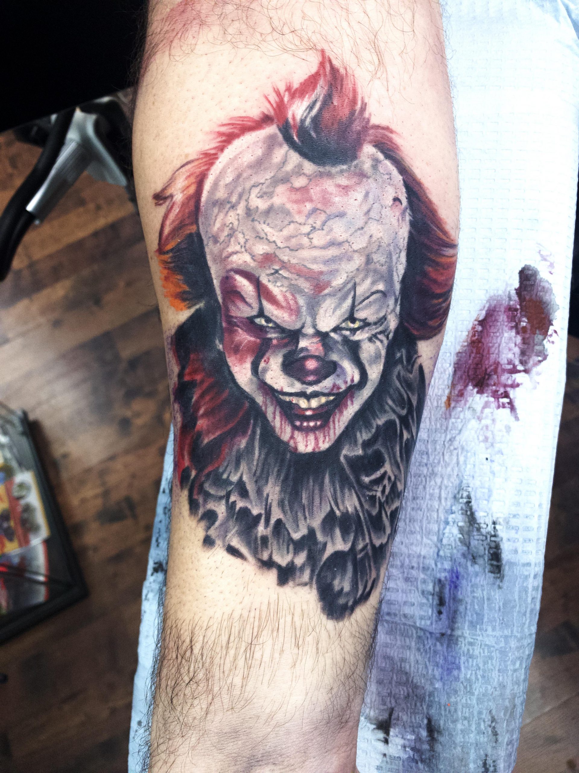 Super Fun Pennywise Tattoo I Did About 6-7 Months Ago Before The Covid Hit