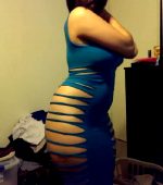 Girl In A Blue Dress Flashes Her Tits
