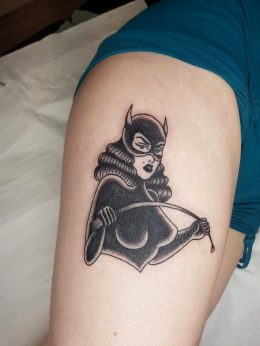 New Tattoo To Represent My Naughty Side. Placement On My Upper Thigh.